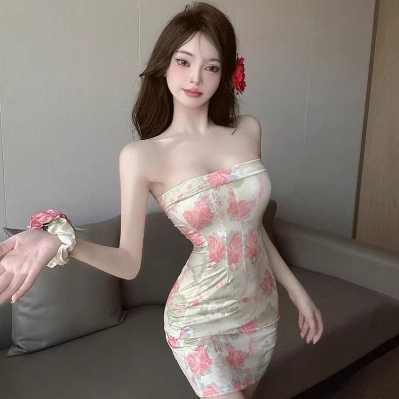 TERBARU Air QZ266 Baju Dress Floral Gaun Pantai Wanita Casual Dress Mini Dress Motif Bunga Tanpa Kor