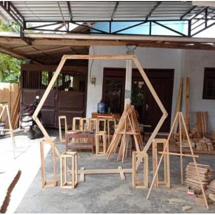 set backdrop rustic hexagon