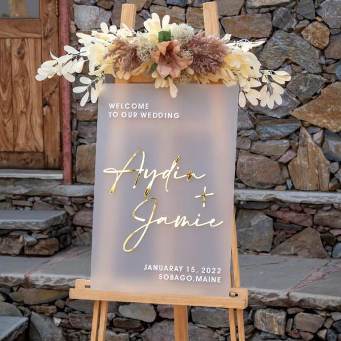Custom Welcome Sign Acrylic Frost | Sign Wedding Dekorasi Engagement