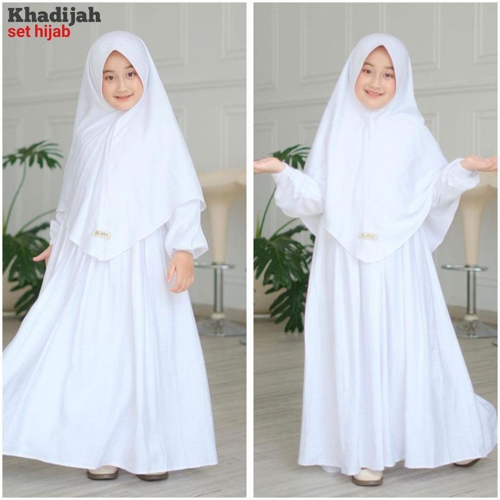 100% AMAN SET GAMIS ANAK PEREMPUAN PUTIH USIA 1-13 TAHUN GAMIS BRUKAT ANAK PESTA MANASIK HAJI 2026