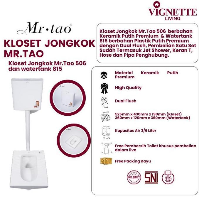 Murah Mr.Tao Kloset Jongkok 506 Full Set Tanpa Tutup Untuk Kamar Mandi + Free Packing & Water Tank |