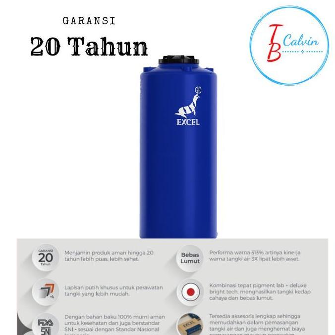 Grosir Tangki / Tandon / Toren Air Excel 1000 Liter Al 1100 Tg Isi 1050 Liter