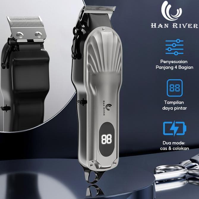 HAN RIVER Alat Cukur Kumis Dan Jenggot 6IN1 Cukur Rambut Elektrik Type-C Rambut Jenggot 2000mAh