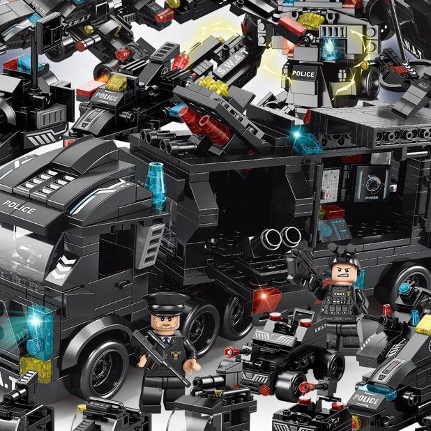 Harga MinimumCod 1000+Pcs Mainan Brick Tank Ww2 Pesawat Mainan Anak Laki Laki / Robot Polisi Mainan 