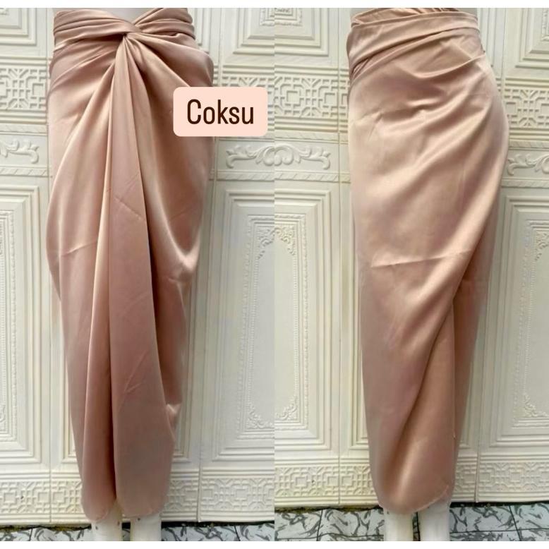 BestPromo Rok Lilit Instan, Instan Wrap Skirt, Rok Lilit Jumputan, Rok Lilit Instan Polos Satin Rok 