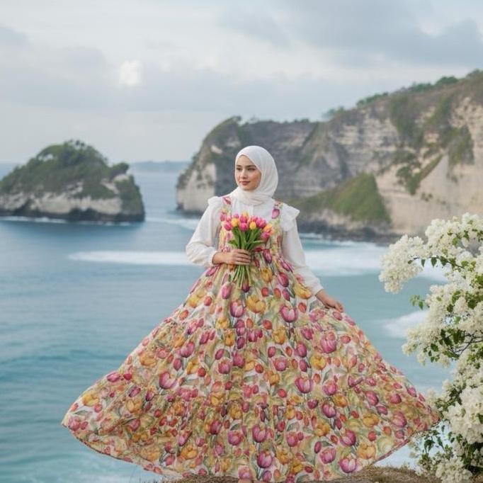 PR0M0 FANYA MAEZULA OVERALL Dress Pantai Korean Outfit Mewah Gemoy Lucu Motif Wanita Simple Elegant 