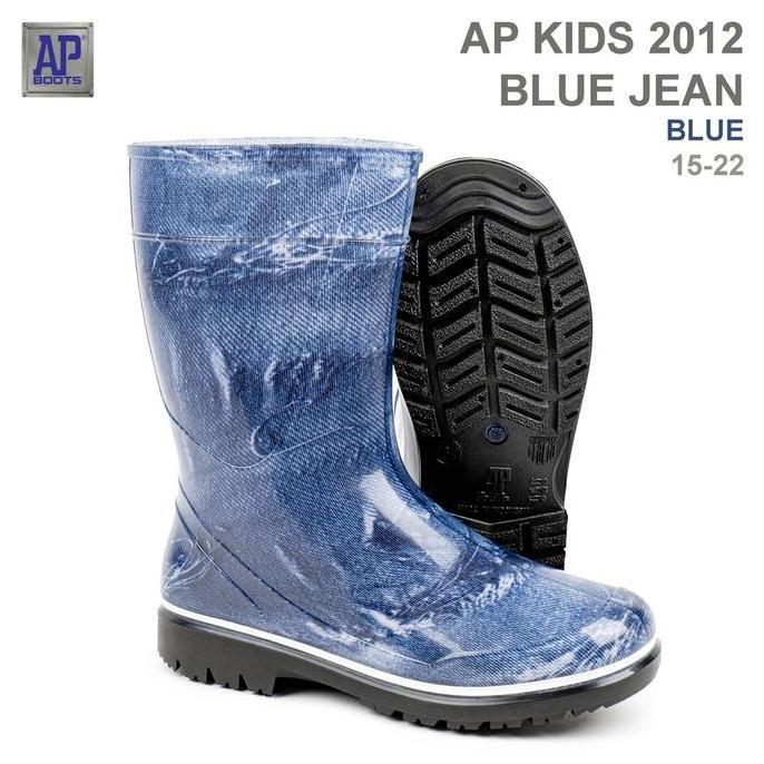 BEBAS ONGKIR - AP Boots AP KIDS 2012 BLUE JEANS - Sepatu Boot PVC Anak  Motif