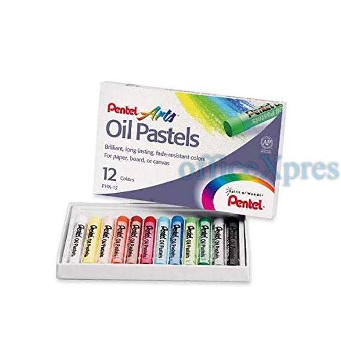 DERADUAJI Crayon PENTEL/ Krayon PENTEL / Oil Pastel Colours 12 Warna PENTEL Arts
