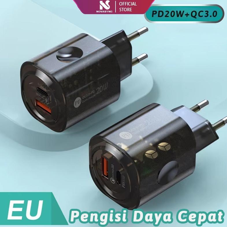 PROMO Steker pengisi daya ponsel 20W pengisi daya super cepat 2-in-1 antarmuka ganda adaptor pengisi