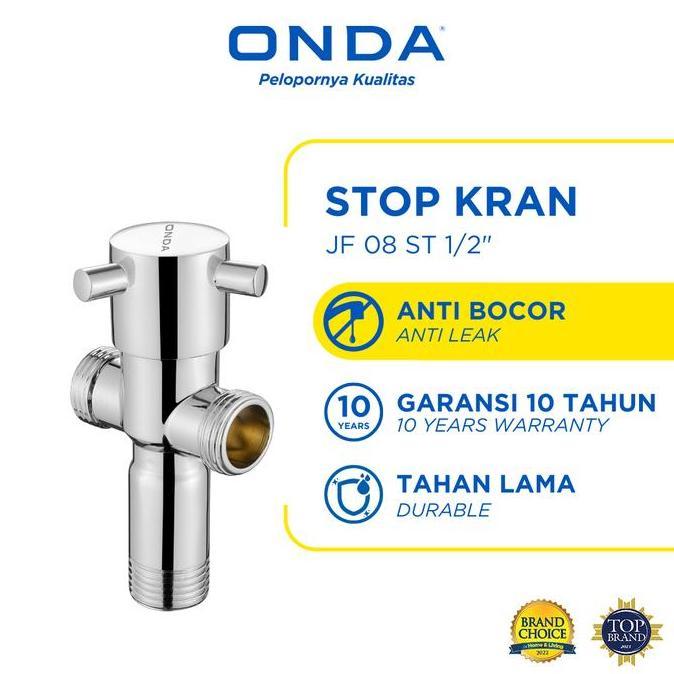 ONDA Stop Kran Toilet 2 Cabang 1/2 In Kran WC Duduk Multifungsi Keran Toilet Duduk Kran Kloset Caban