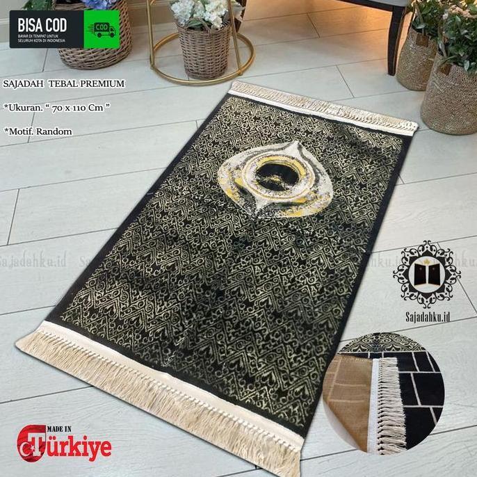 Sajadah Hitam Turkey Turki Sejadah Bludru Premium Original Super Tebal