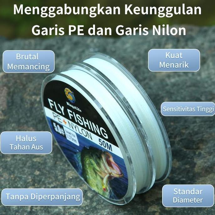 Senar Pancing Kecil Kuat Anti Keriting Nilon + Pe Fly Fishing Line Putih