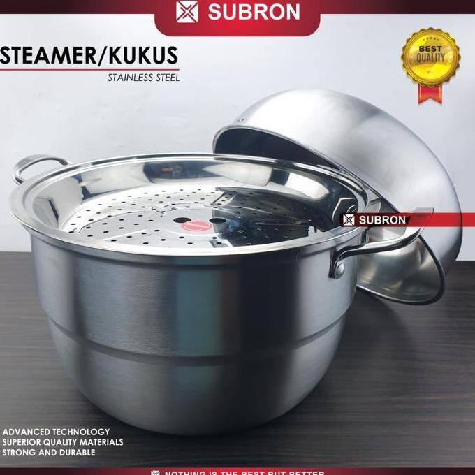 SUBRON STEAMER ALAS KUKUS BESAR 34CM TEBAL TATAKAN KUKUSAN WAJAN PANCI STAINLESS GAMBAR STEEL