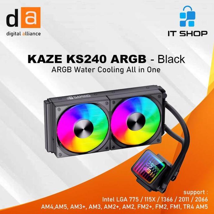 DIGITAL ALLIANCE KAZE KS240 ARGB LIQUID CPU COOLER - BLACK ORIGINAL DAN TERPERCAYA