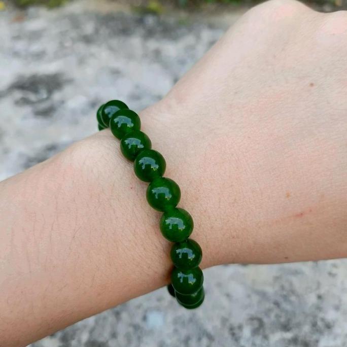 GREEN JADE (GIOK ACEH) - Gelang Batu Alam Asli Grren Jade / Giok Hijau Aceh - Batu Giok Asli, Mewah,