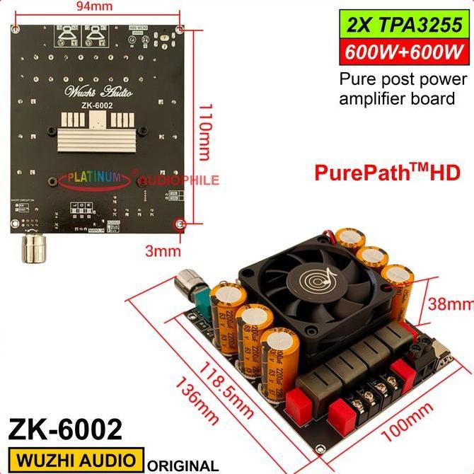 TPA3255 Amplifier Class D Stereo Hifi HD Sound High Power 600W+600W 1200W Original ZK-6002