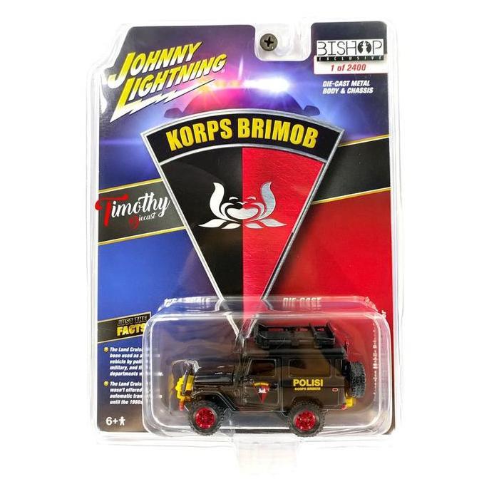 Krandanstore - Diecast Johnny Lightning Bishop Jeep Toyota Land Cruiser Polisi Korps Brimob Plastik 