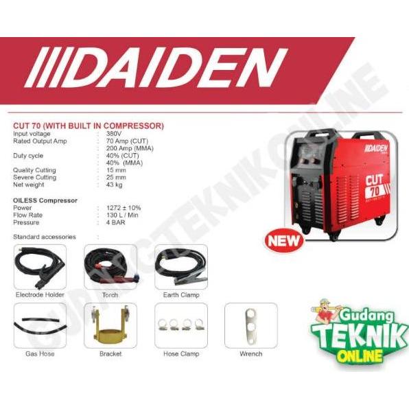 CEFRUCHE Mesin Las CUT 70 With Compressor DAIDEN 3Phase 380V / Mesin Las Listrik Potong Inverter Cut