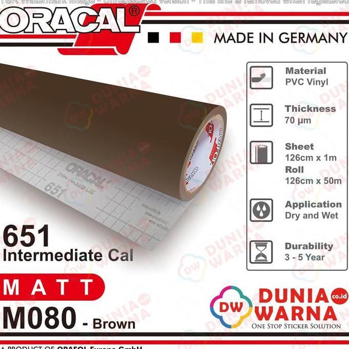 Promo Oracal 651 080 Brown 651G Gloss 651M Matte (Doff) Sticker Vinyl Calendered Intermediate Cal Di
