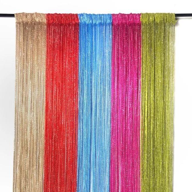 Fmlya- Tirai Benang Gliter , Tirai Dekorasi, Tirai Pintu Jendela Kolong Dapur