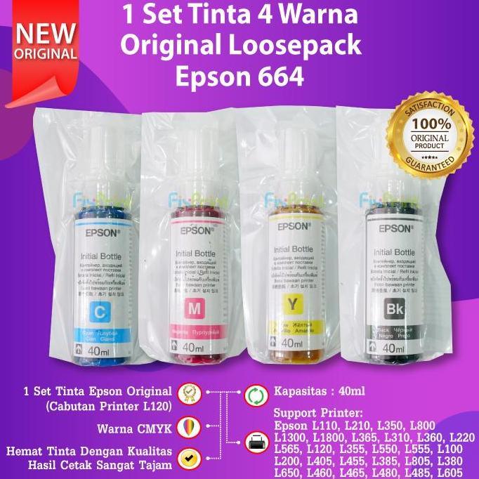 1 SET Tinta Printer EPSON ORIGINAL ORI 664 L220 L210 L350 L360 L1300