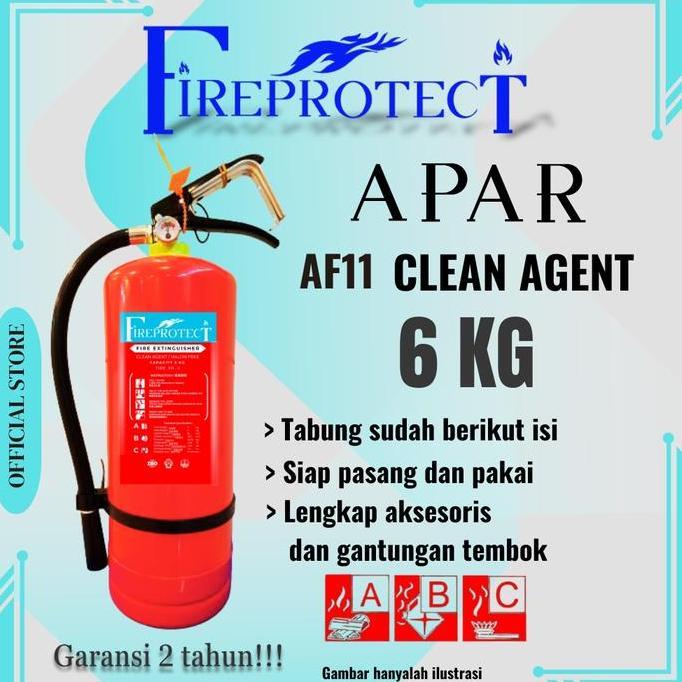 HARGA DISC - FIRE PROTECT Apar Pemadam Api AF11 Clean Agent 6kg Non-Halon Ramah Lingkungan Cocok unt