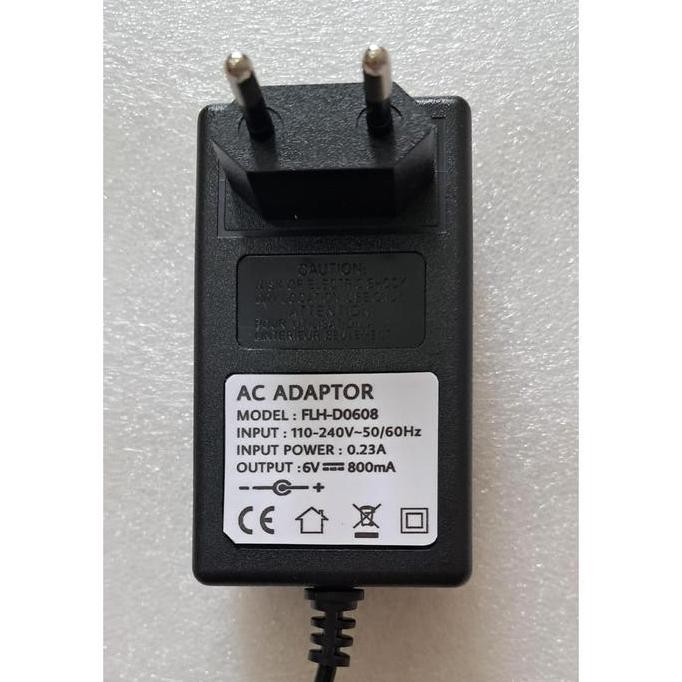 AC ADAPTOR OUTPUT: 6V 800mA MODEL: FLH-D0608 INPUT: 110-240V~50/60Hz INPUT POWER: 0.23A