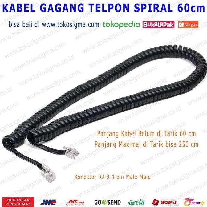 Callme- Kabel Gagang Telp Spiral Rj-9 4P4C Telephone Cable Telepon Rj9 60Cm
