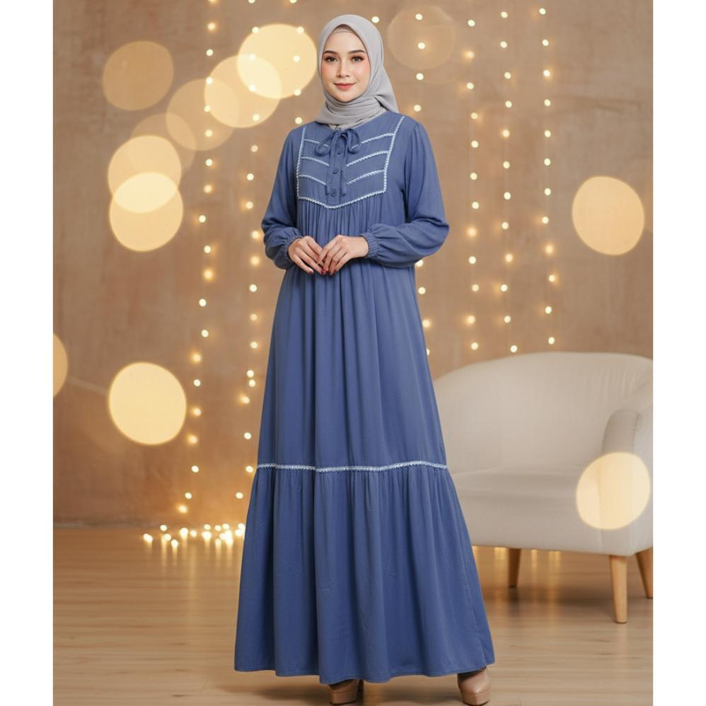 Grade Ori Zeeya Collection Zoya Gamis Dress Umroh Hitam Polos Rayon Twill Busui Friendly Size M L Xl