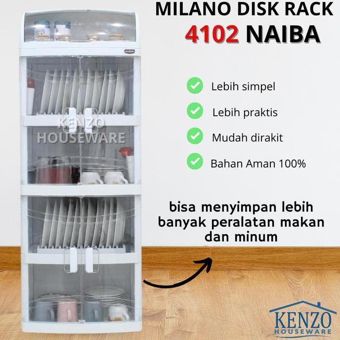 Rak Piring 5 Susun + Tutup Lemari Piring Gelas Storage Plastik Naiba