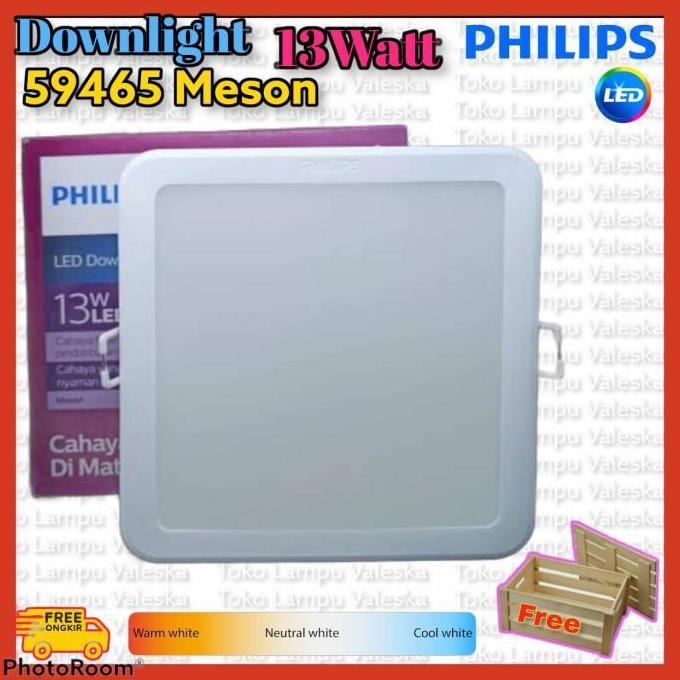 59465 Downlight Meson Persegi Philips 13Watt 6500k/3000k - Putih