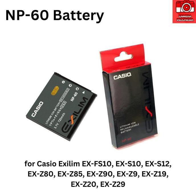 TERMURAH - Baterai Casio NP-60 Untuk Exilim EX-S10 EX-Z80 EX-FS10 EX-Z9 Dll.