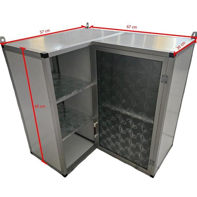 rak lemari gantung kitchen set atas sudut aluminium