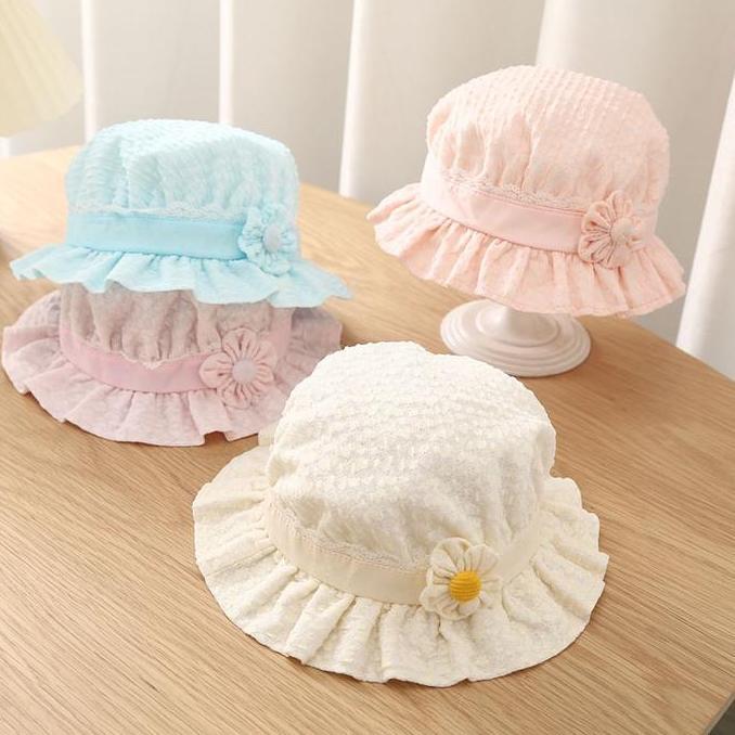 3-9 bulan Topi Anak Bayi Model Renda Putih