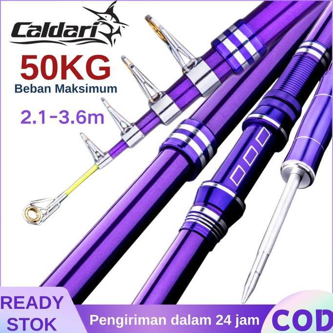 Caldari Joran Pancing Carbon Fiber Sea Fishing Rod 2.1M-3.6M/7 Tongkat Stik Pancing 3.6Meter Stick P