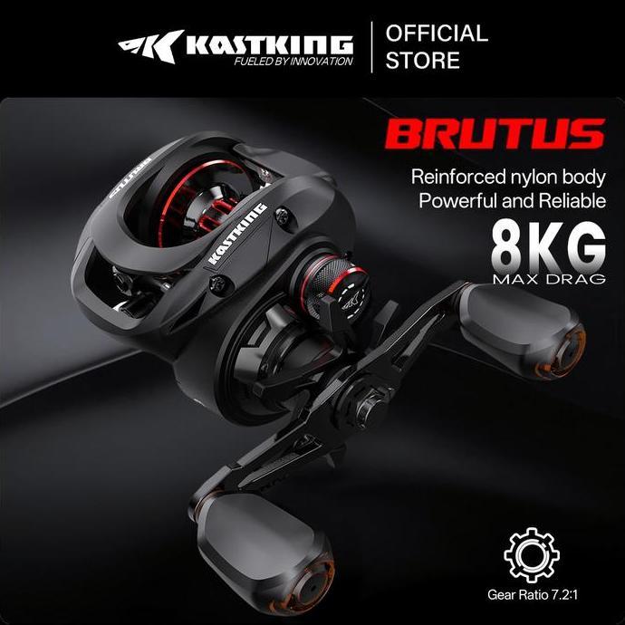 KASTKING x SeaHunter Brutus & Brutus Pro Reel Pancing Baitcasting Kiri/Kanan, Rangka Grafit, Rasio R