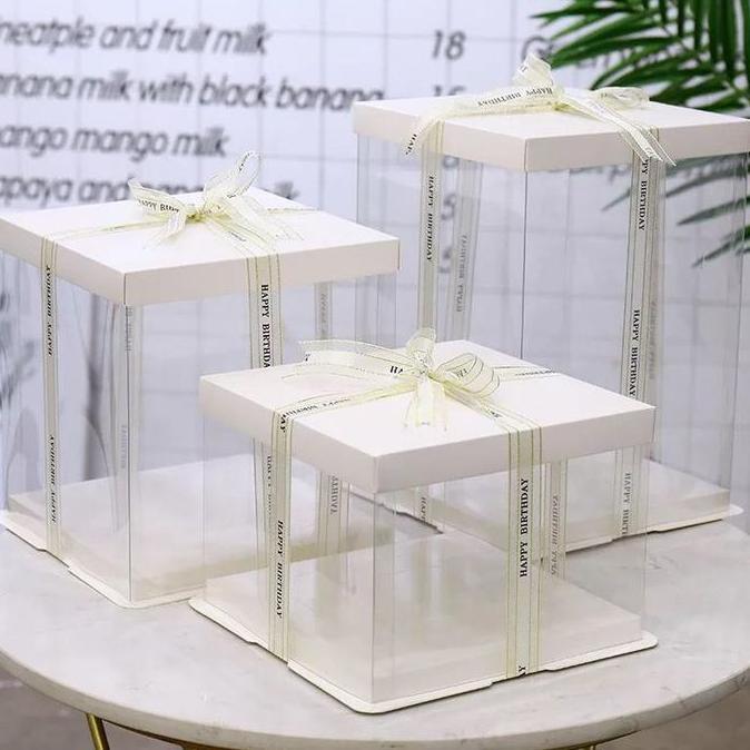 CAKE BOX MIKA TRANSPARAN KOTAK KUE MIKA GIFT BOX KEKINIAN ALL SIZE