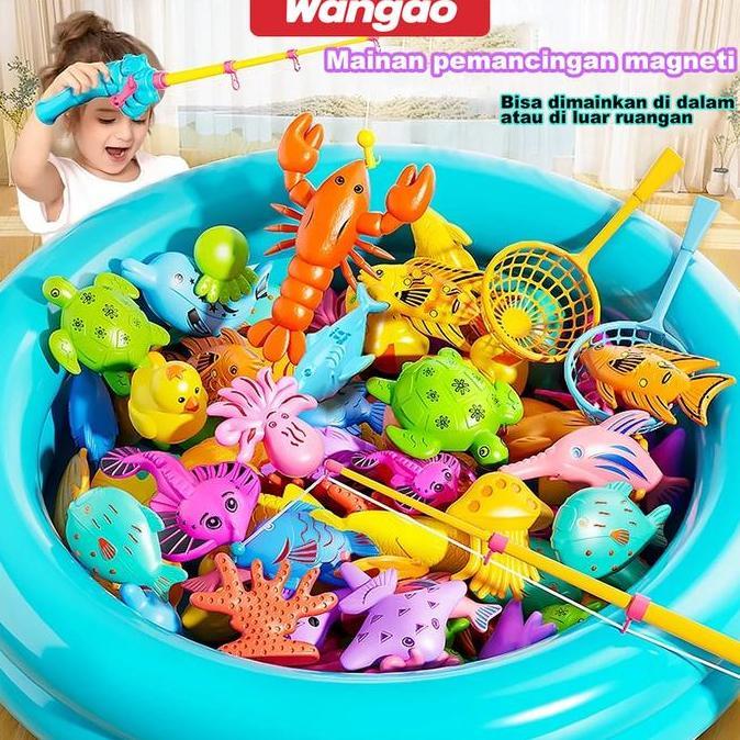 WANGAO Mainan ikan 32PCS Pools Pancing ikan Magnet Mainan Air Kolam Pancing ikan Magnet