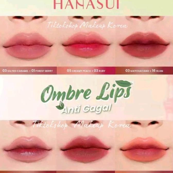 Lipcolor- 2Pcs Paket Hemat Ombre Hanasui Lipstik | Ombrelips Boba 02 Dan 16 Glam Lipstick Lipcream B