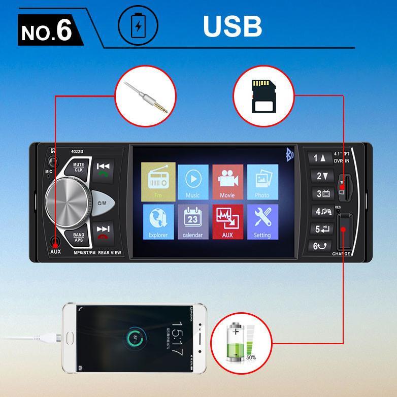 Single Din 4022D Tape Audio Mobil Lcd 4.1 Inch Bluetooth Mp5 Mp3 Media Player Monitor Tape Audio Mob