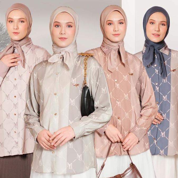 MyLady Hijab Kemeja Arcelli Cantik Nyaman Basic Grey Motif Muslim Baju Wanita Dress Dewasa