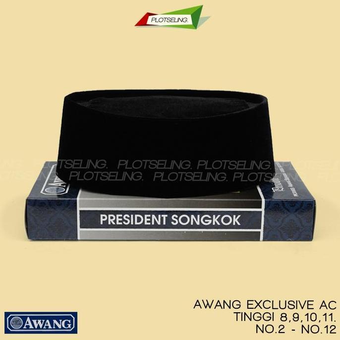 Peci Songkok Hitam Polos AWANG AC Tinggi 7 8 9 10 11 Ukuran Standar Anak Laki Laki dan Jumbo Cowok P