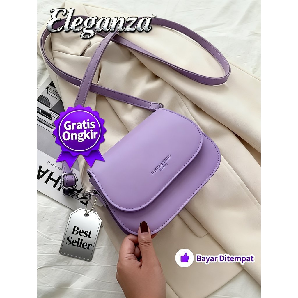 [Eleganza] Tas Selempang Wanita Premium Kulit Sintetis Awet & Tahan Lama Lilac