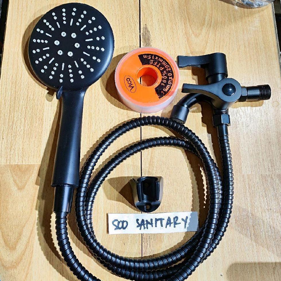 [ Paket Shower ] Hitam Dof Dan Kran - Shower + Kran Double + Seal Tape + Bracket Shower Hitam