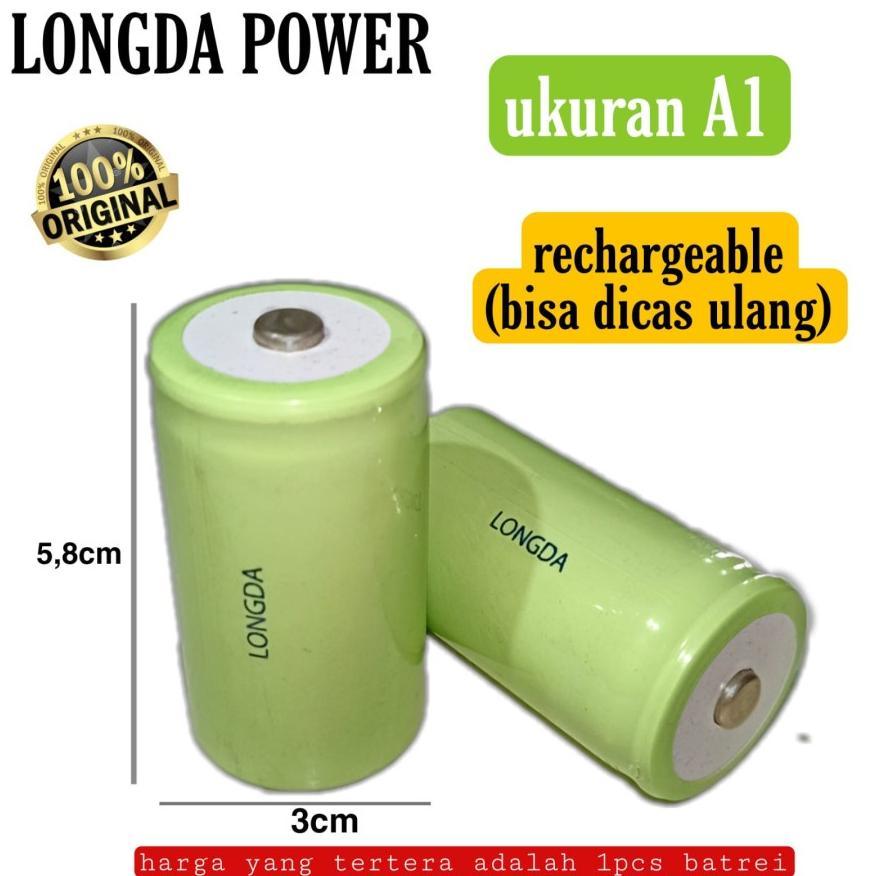 Batrei Baterai Battery Cas Recharge A1 Jumbo size D 3000mAh MEREK LONGDA A1 JUMBO ISI ULANG