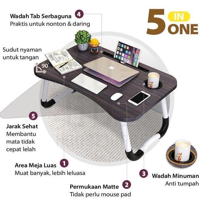 Meja Lipat Meja Laptop Meja Belajar Portabel with Holder GSF 1087