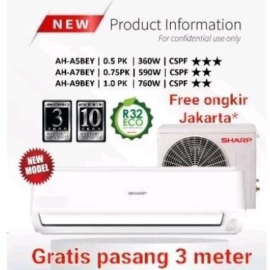 AC SHARP 3/4 PK + PASANG AH-A7BEY / 7BEY SPLIT R32 0.75 PK 0,75 PK 3/4PK 0.75PK 0,75PK