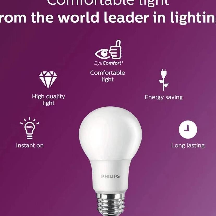 Lampu Led Philips 10W Multipack Led Bulb 10 Watt 6500K Putih Bola Lampu Hemat Energi Rumah