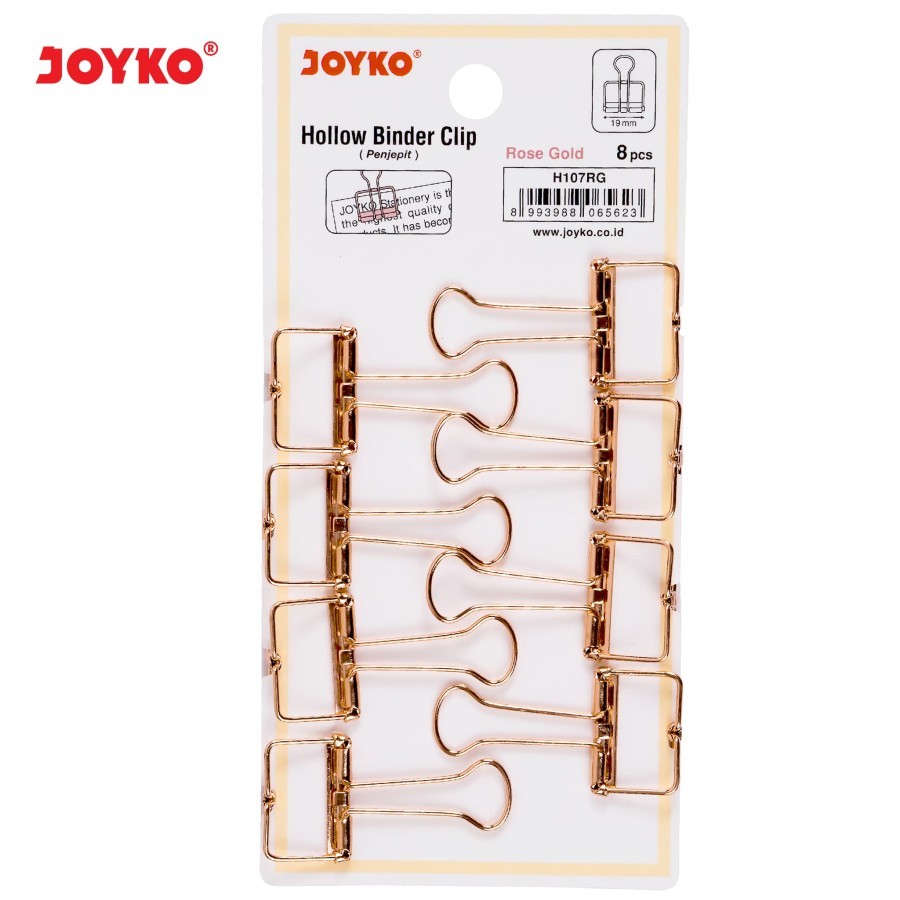 Hollow Binder Clip Rose Gold Joyko H107Rg - H155Rg | Klip | Penjepit Kertas  | 1 Pak