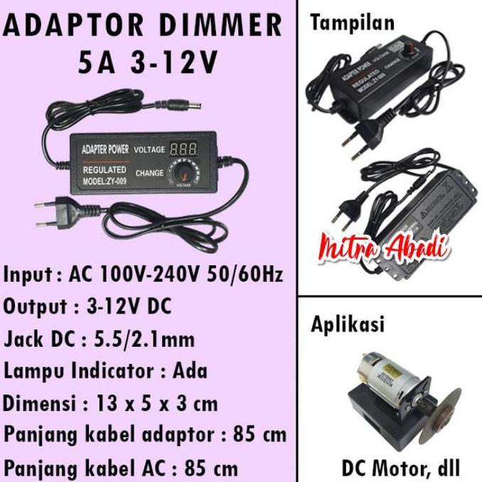 Adjustable Power Adapter Dimmer / Adaptor Dimmer 5A AC - DC 3 - 12V